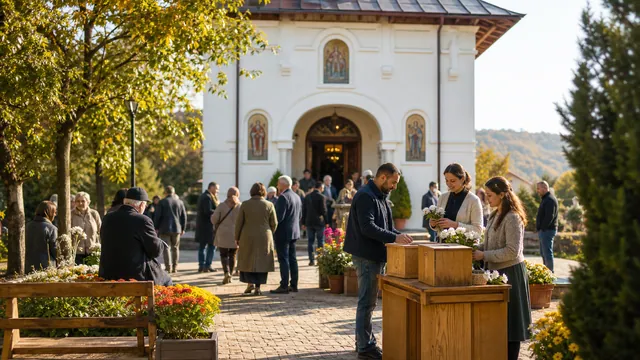 Comunitate locală în curtea unei biserici